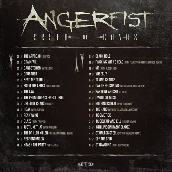 Angerfist - Creed Of Chaos - Hardcore report album tracklist - Passion BPM